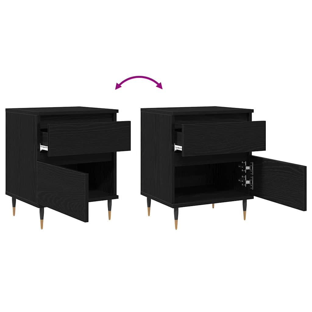 vidaXL Bedside Cabinet Black Oak 40 x 35 x 50 cm Engineered Wood