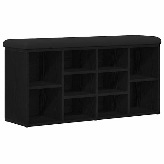vidaXL Shoe Bench Black Oak 102 x 32 x 50 cm Engineered Wood
