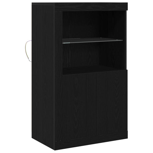 vidaXL LED Sideboard Black Oak 60.5 x 37 x 100 cm Engineered Wood