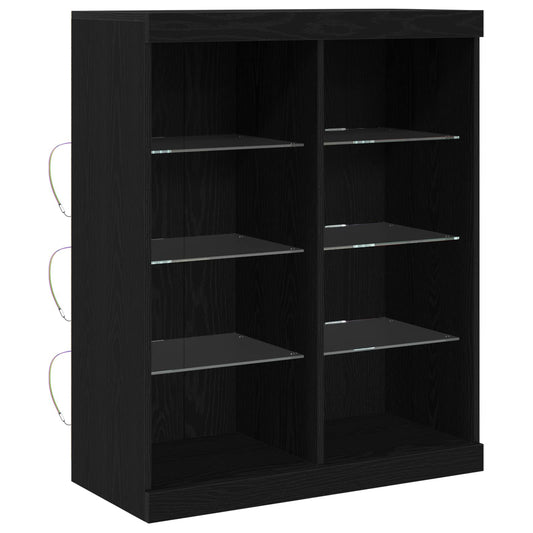 vidaXL LED Sideboard Black Oak 81 x 37 x 100 cm Engineered Wood