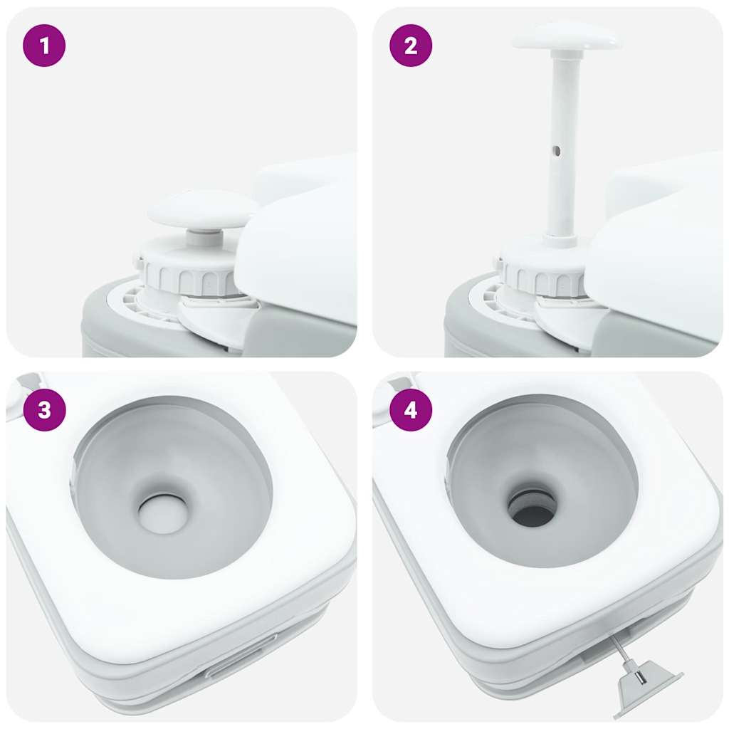 vidaXL Camping Toilet Grey and White 41.5 x 36.5 x 30 cm Polyethylene