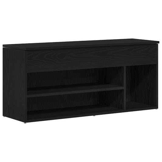 vidaXL Shoe Bench Black Oak 102x30,5x45 cm Engineered Wood