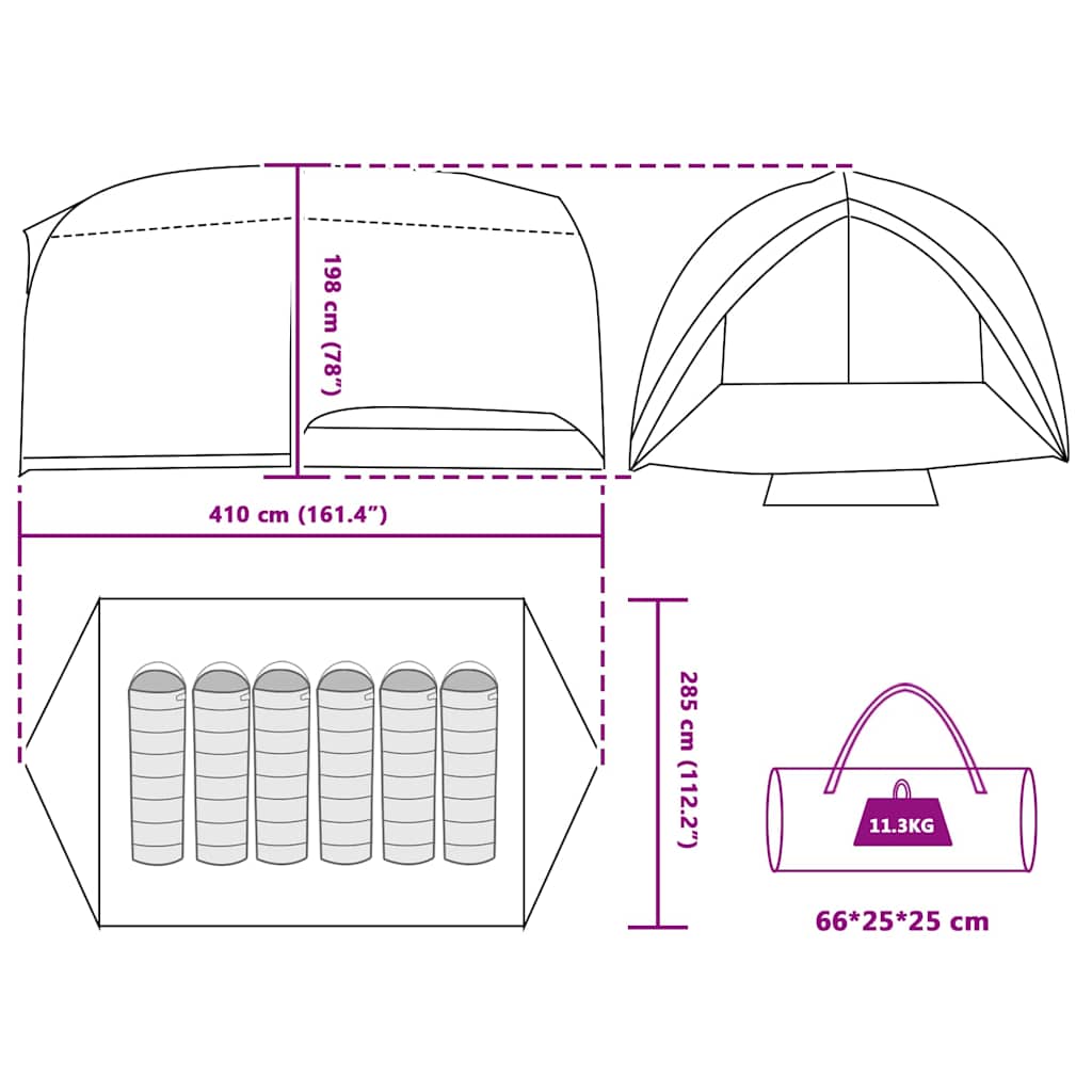 vidaXL Tunnel tent with Roof Blue 410 x 285 x 198 cm Taffeta