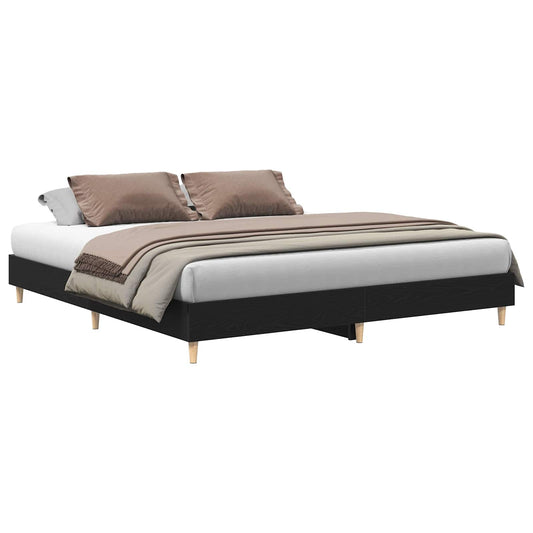 vidaXL Bed Frame Black Oak 203 x 183 x 25 cm Engineered Wood