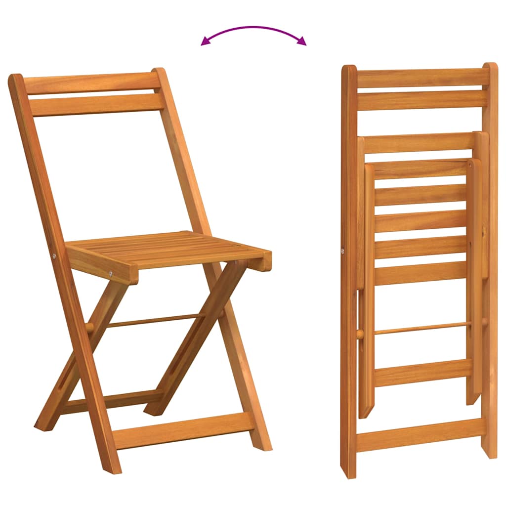 vidaXL Bistro Set Folding 3 pcs Oil Natural Solid Acacia Wood