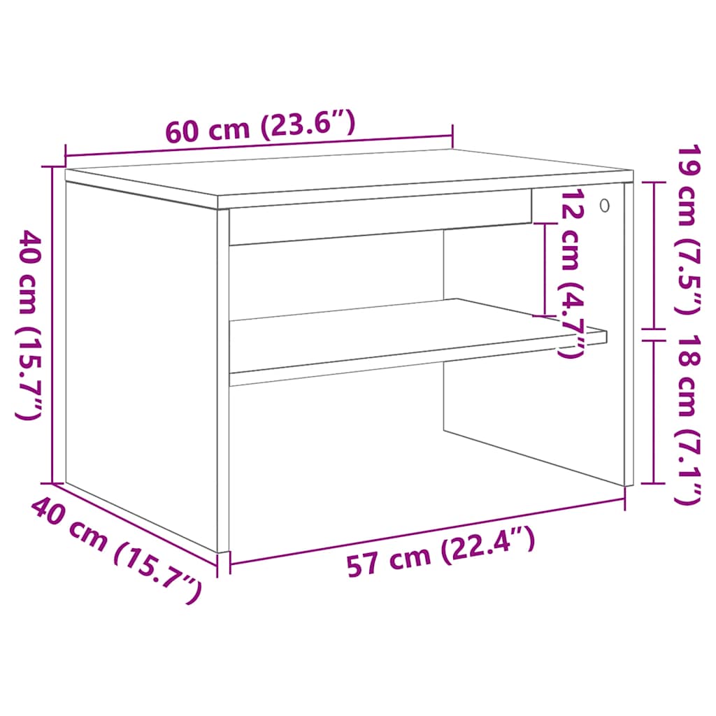 vidaXL TV Cabinet Brown Oak 60x40x40 cm Engineered Wood