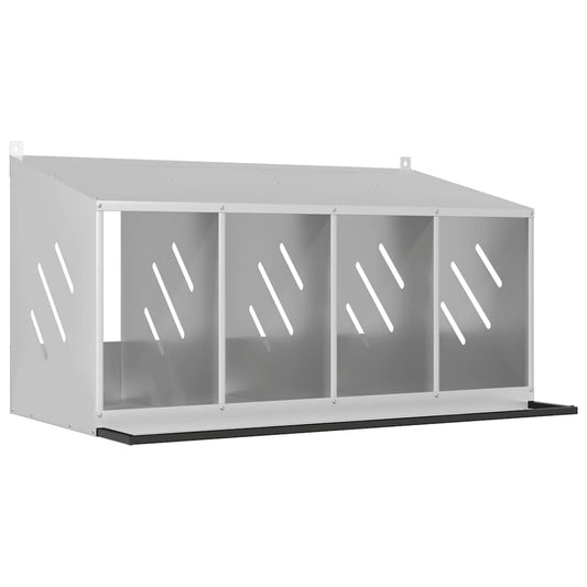 vidaXL Chicken Nesting Box with 4 Compartments Galvanized Silver Metal