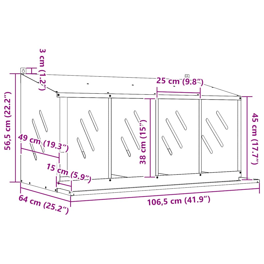 vidaXL Chicken Nesting Box with 4 Compartments Galvanized Silver Metal