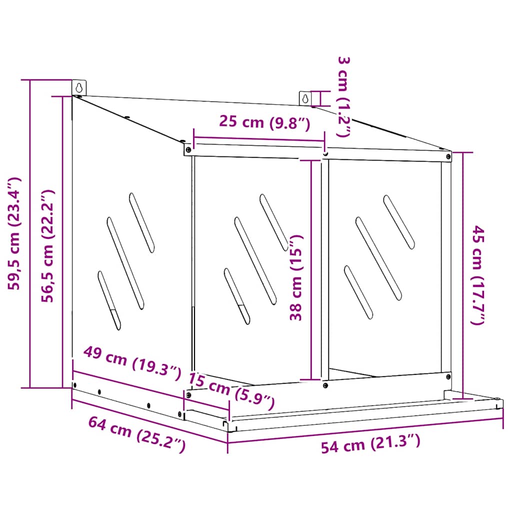 vidaXL Chicken Nesting Box with 2 Compartments Galvanized Silver Metal