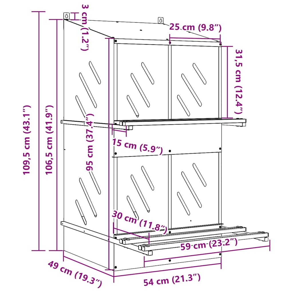vidaXL Chicken Nesting Box with 4 Compartments Galvanized Silver Metal