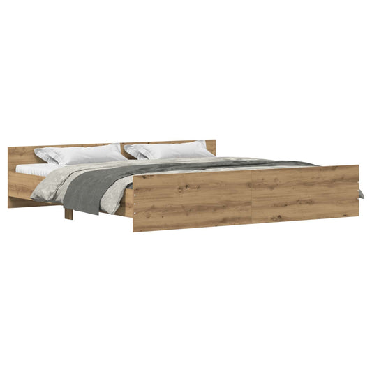 vidaXL Bed Frame Artisan Oak 203 x 203 x 50 cm Engineered Wood