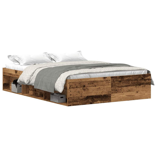 vidaXL Bed Frame without Mattress Old Wood 135x190 cm Engineered Wood