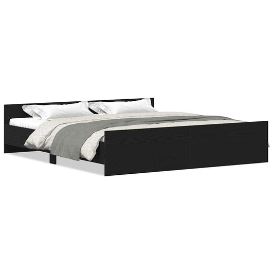 vidaXL Bed Frame without Mattress Black Oak 180x200 cm Engineered Wood