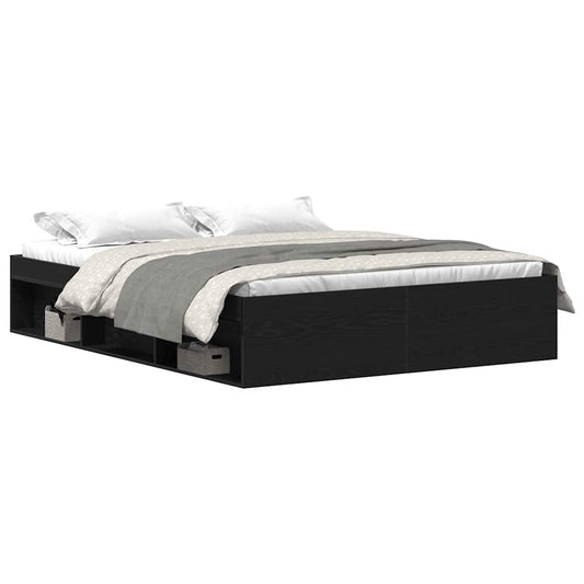 vidaXL Bed Frame without Mattress Black Oak 160x200 cm Engineered Wood