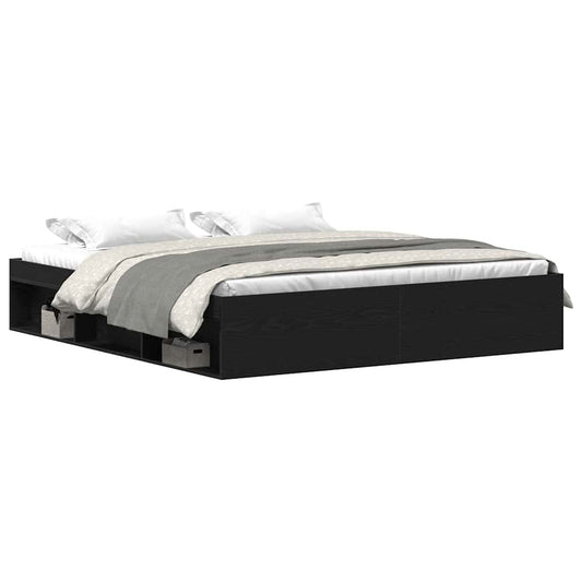 vidaXL Bed Frame without Mattress Black Oak 200x200 cm Engineered Wood