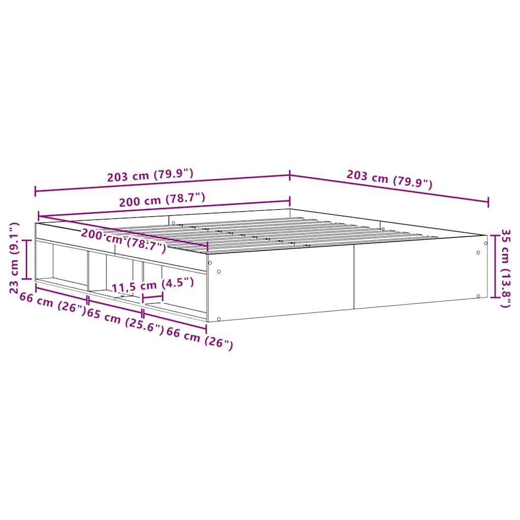 vidaXL Bed Frame without Mattress Black Oak 200x200 cm Engineered Wood
