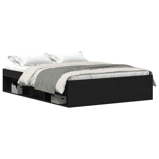 vidaXL Bed Frame without Mattress Black Oak 140x190 cm Engineered Wood