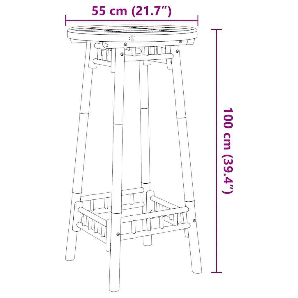 vidaXL Outdoor Bar Table Round Ø55x100 cm Bamboo