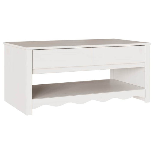 vidaXL Coffee Table Drammen White 99 x 55 x 45 cm Solid Pine Wood