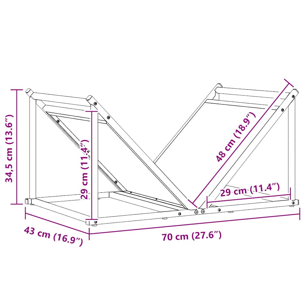 vidaXL Firewood Rack Anthracite 70x43x34.5 cm Cold-rolled steel
