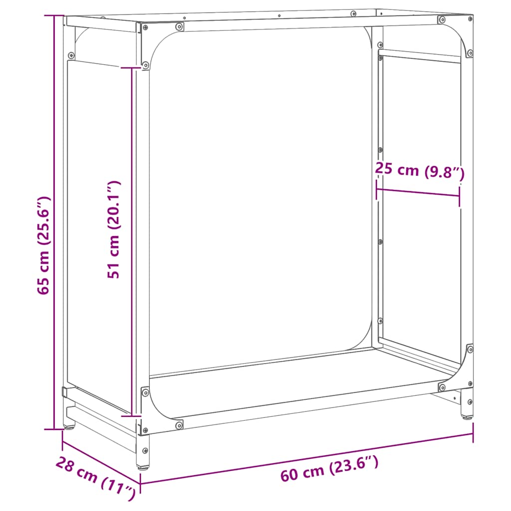 vidaXL Firewood Rack White 60x28x65 cm Cold-rolled steel