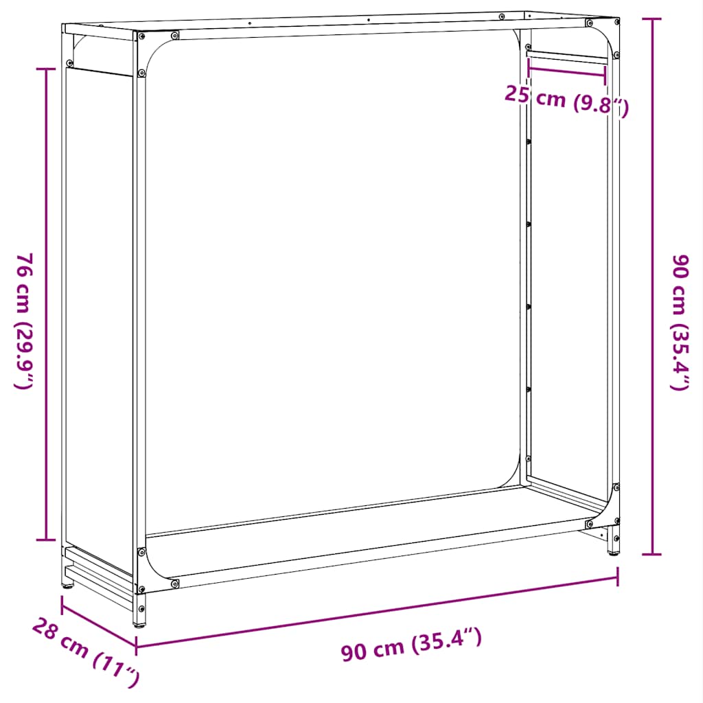 vidaXL Firewood Rack Olive Green 90x28x90 cm Cold-rolled steel
