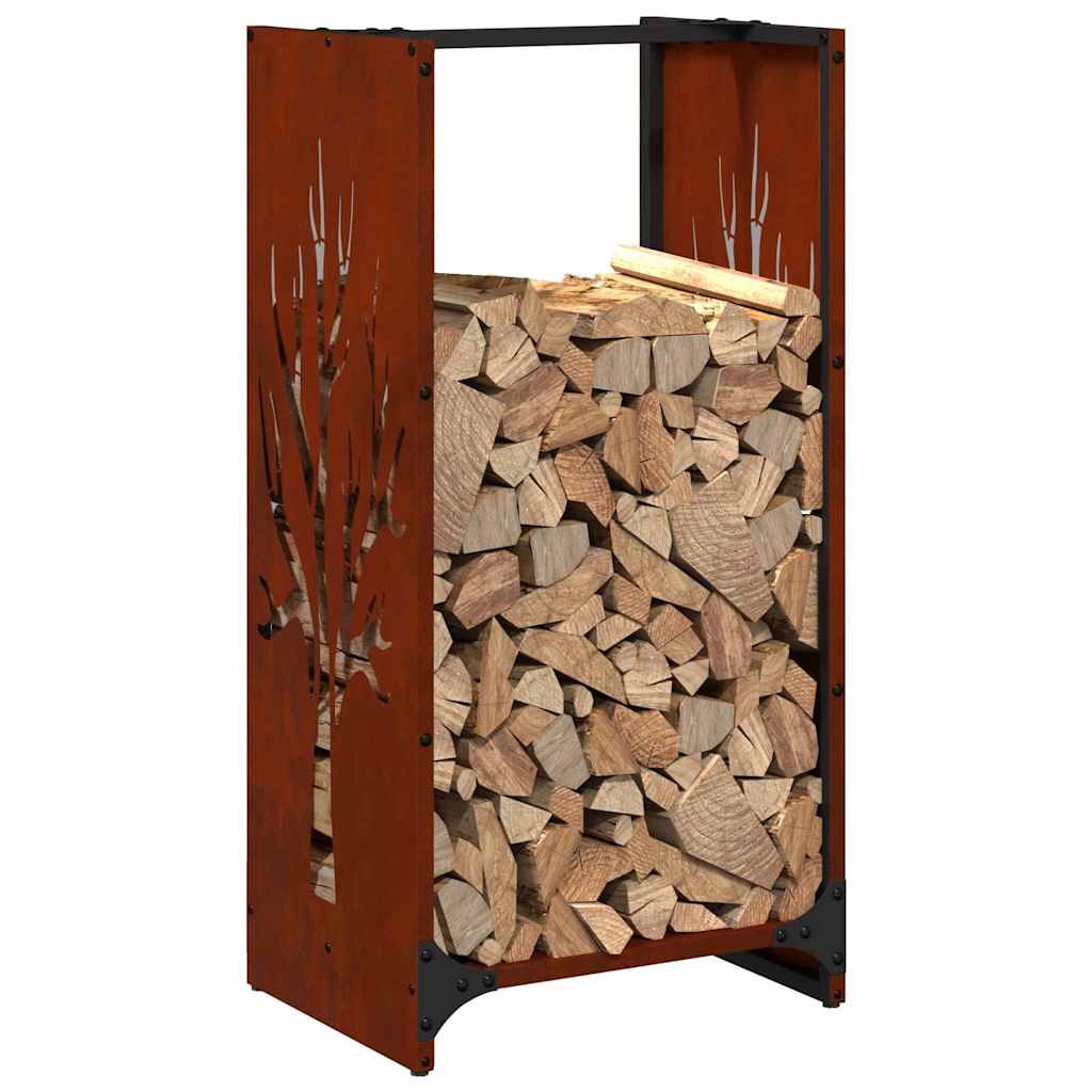 vidaXL Firewood Rack 40x30x80 cm Weathering Steel