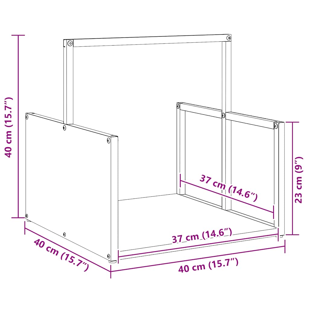 vidaXL Firewood Rack White 40x40x40 cm Cold-rolled steel