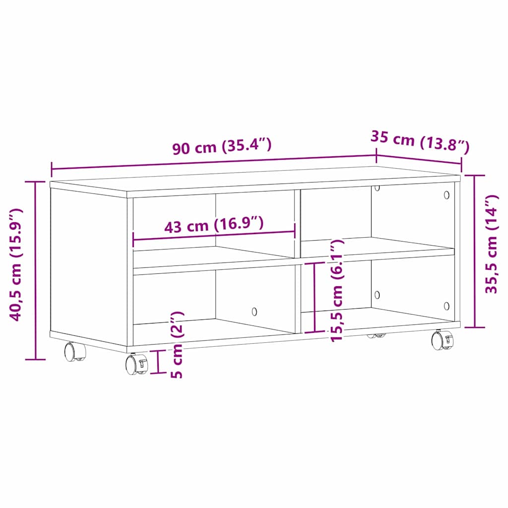 vidaXL TV Cabinet Black 90 x 35 x 40.5 cm Engineered wood