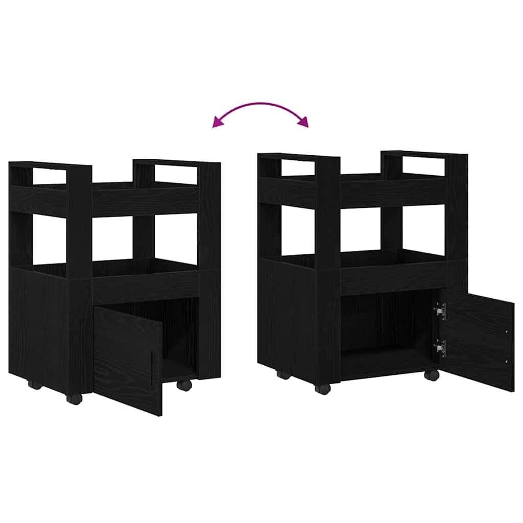 vidaXL Kitchen Trolley Black oak 60 x 45 x 80 cm Engineered wood