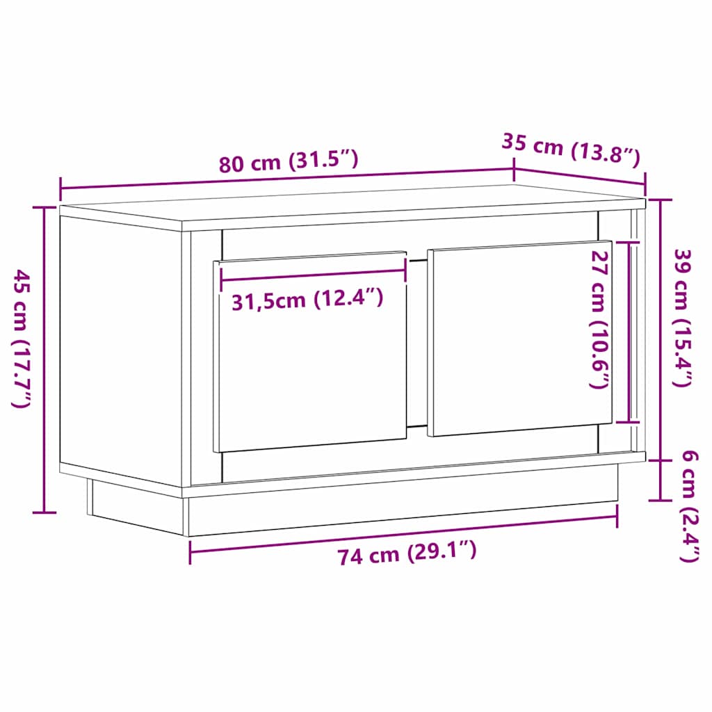 vidaXL TV Cabinet Black oak 80 x 35 x 45 cm Engineered wood