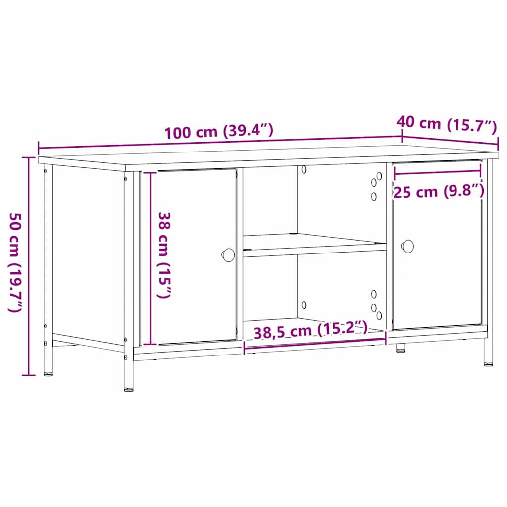 vidaXL TV Cabinet 100 x 40 x 50 cm Artisan oak Engineered wood