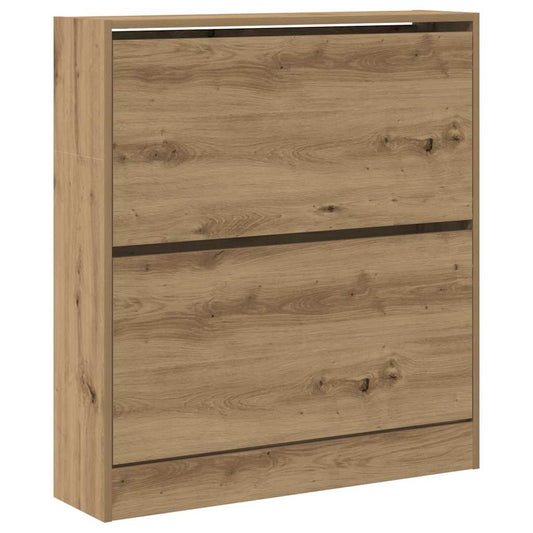 vidaXL Shoe Cabinet Smoked Oak 80 x 21 x 87.5 cm Engineered Wood