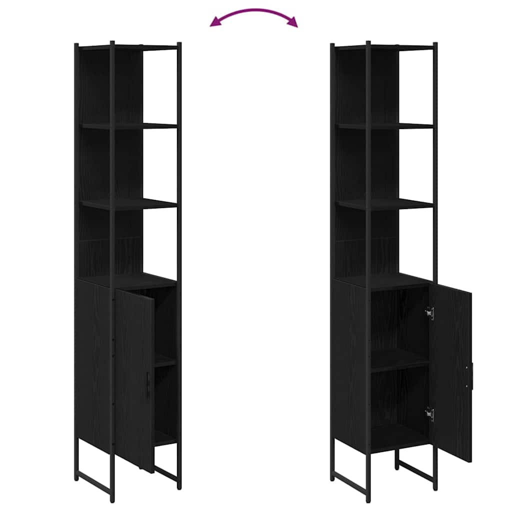 vidaXL Bathroom Cabinet Black oak 33 x 33 x 185.5 cm Engineered Wood