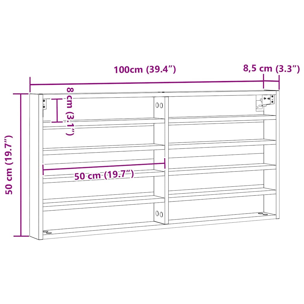 vidaXL Display Cabinet Old Wood 100 x 8.5 x 50 cm Engineered Wood