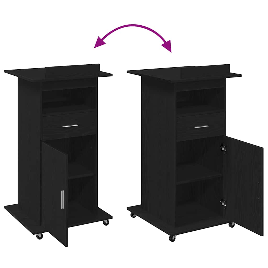 vidaXL Podium with Drawer Black Oak 55 x 55 x 107 cm Engineered Wood