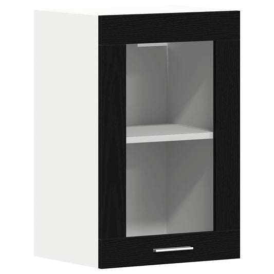 vidaXL Hanging Glass Cabinet Black Oak 40x31x60 cm Engineered Wood