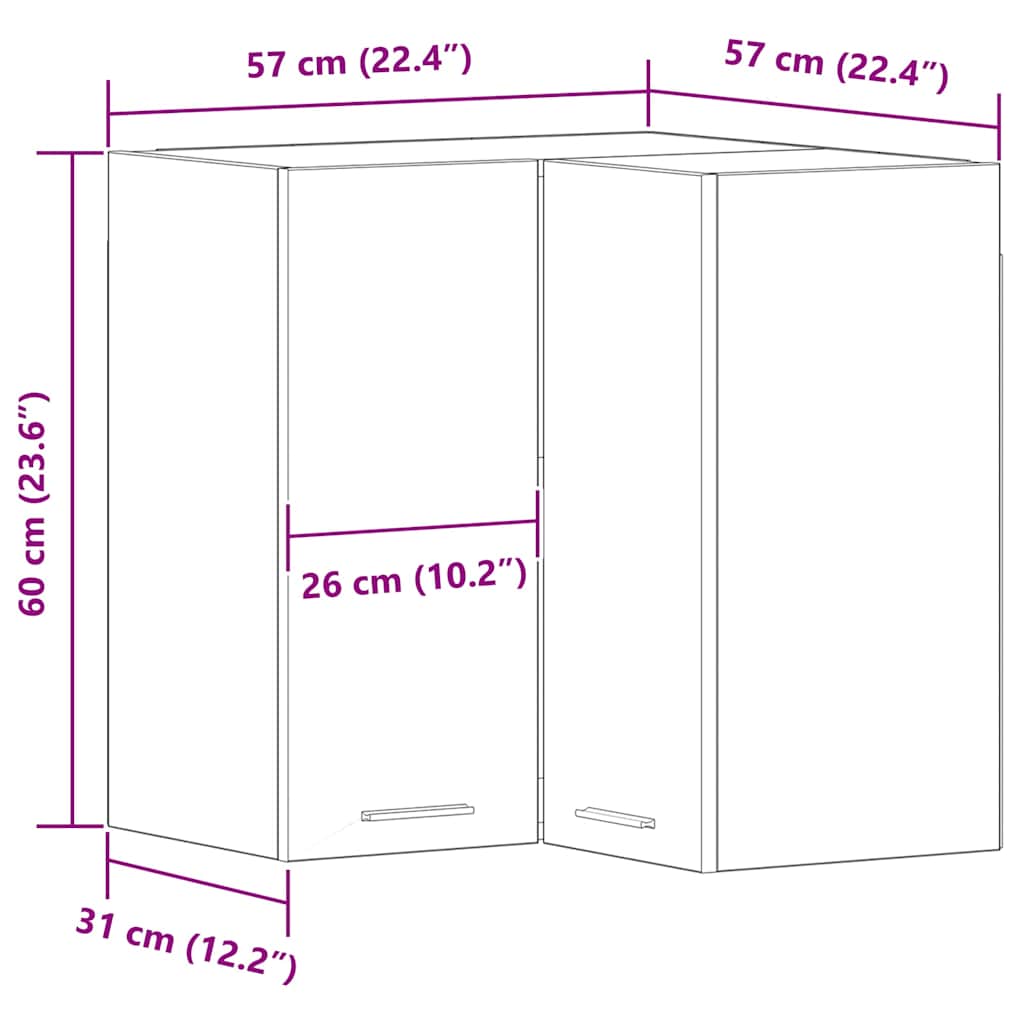 vidaXL Hanging Cabinet Lyon Black Oak 57 x 57 x 60 cm Engineered Wood
