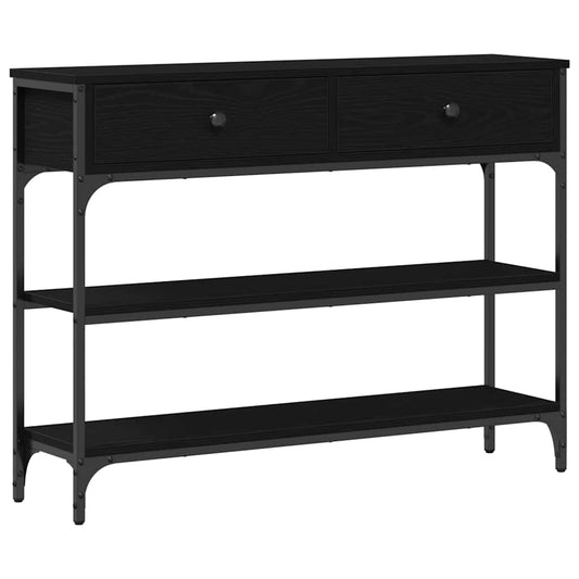 vidaXL Console Table Black Oak 100 x 25 x 75 cm Engineered Wood
