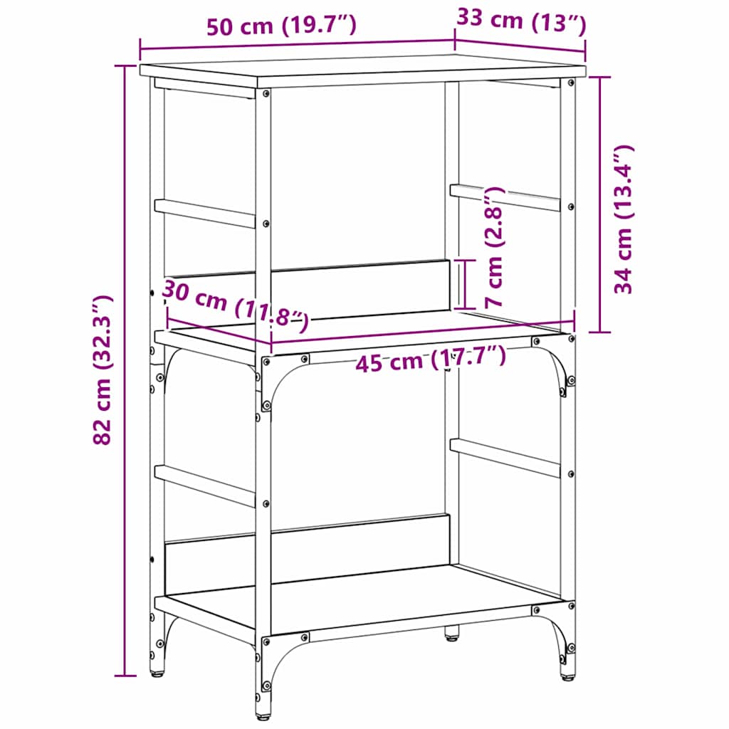 vidaXL Bookshelf Black Oak 50 x 33 x 82 cm Engineered Wood