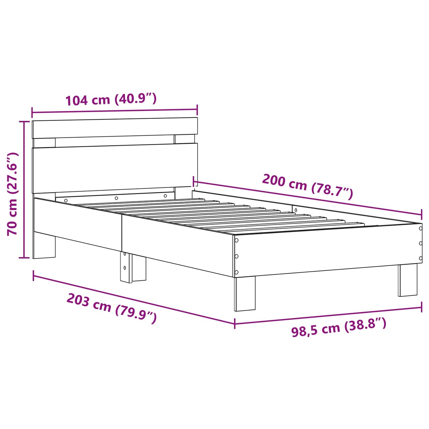 vidaXL Bed Frame Artisan Oak 100 x 200 cm Engineered Wood