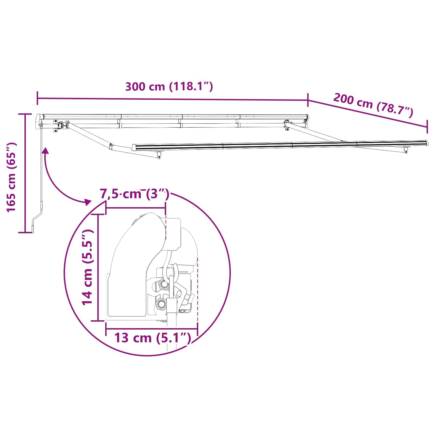 vidaXL Retractable Awning Yellow 300 x 200 cm Fabric
