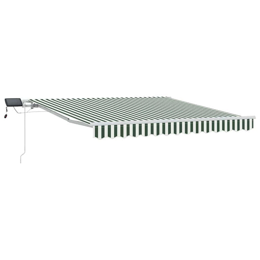 vidaXL Retractable Awning Green and White 350 x 250 cm