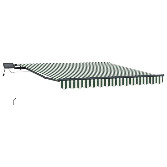 vidaXL Retractable Awning Green and White 350 x 250 cm