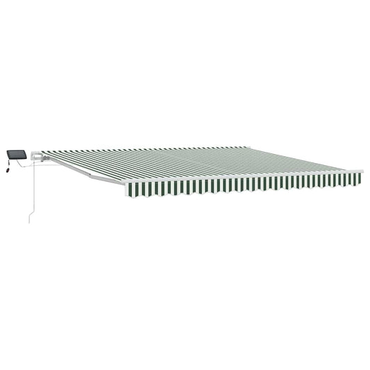 vidaXL Retractable Awning Green and White 400 x 300 cm