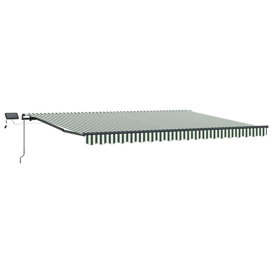 vidaXL Retractable Awning Green and White 400 x 300 cm