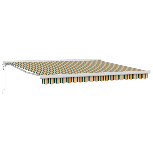 vidaXL Retractable Awning Green and White 400 x 350 cm