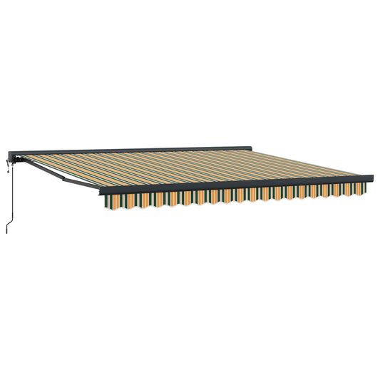 vidaXL Retractable Awning Green and White 400 x 350 cm