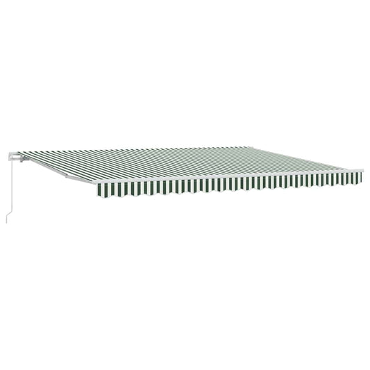 vidaXL Retractable Awning Green and White 450 x 300 x 165 cm