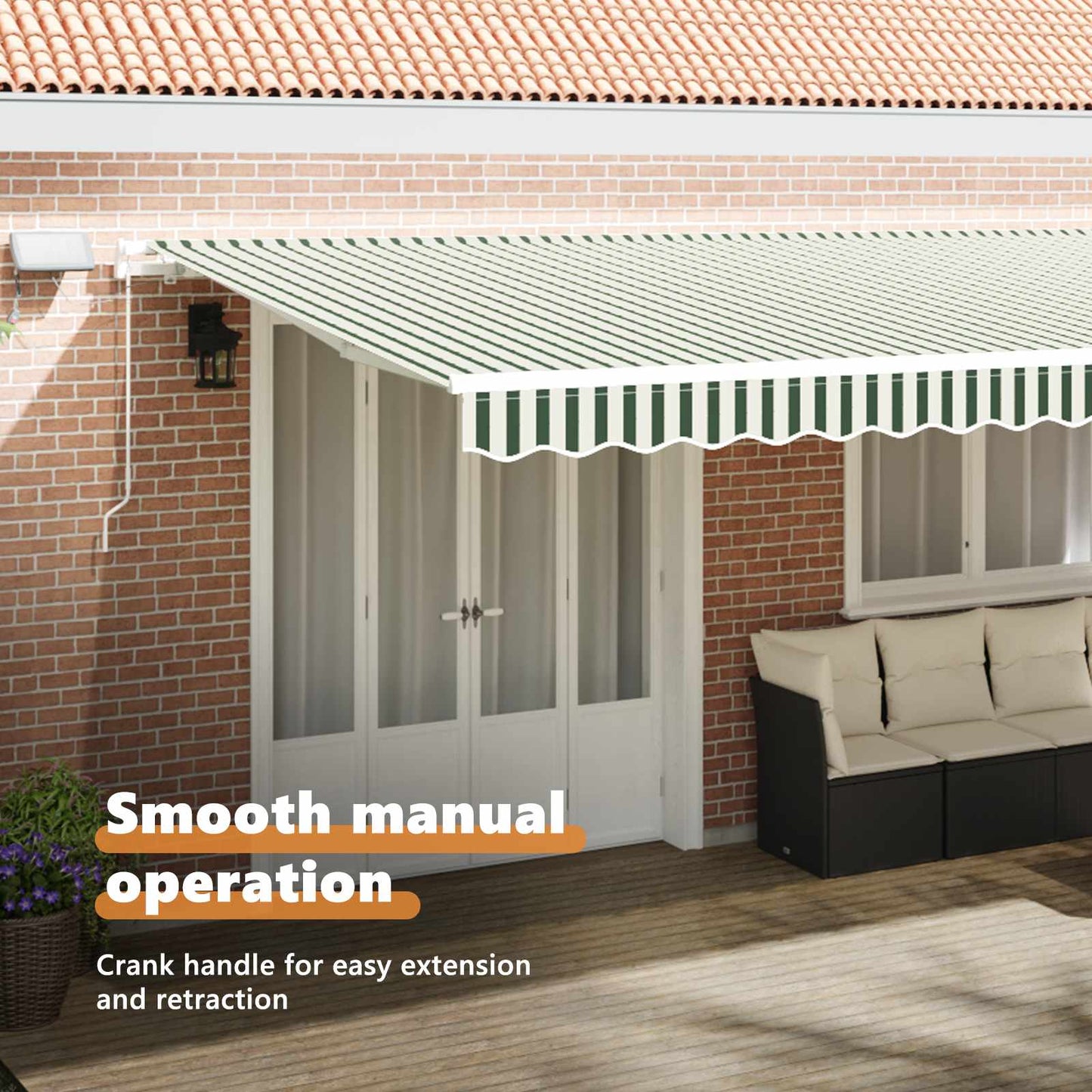 vidaXL Retractable Awning Green and White 600 x 350 cm